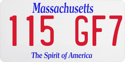MA license plate 115GF7