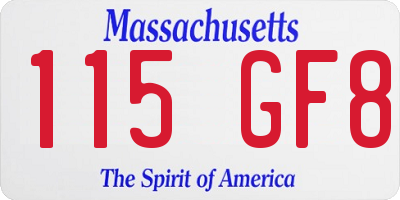 MA license plate 115GF8