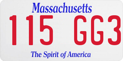 MA license plate 115GG3