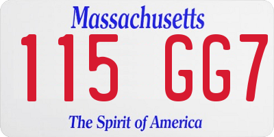 MA license plate 115GG7