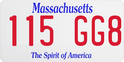 MA license plate 115GG8