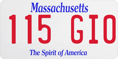 MA license plate 115GI0