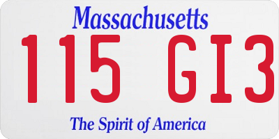 MA license plate 115GI3