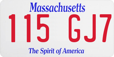 MA license plate 115GJ7
