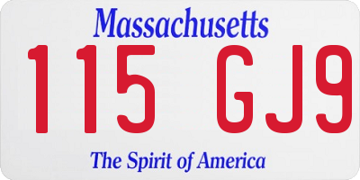 MA license plate 115GJ9