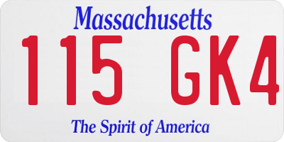 MA license plate 115GK4