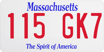 MA license plate 115GK7