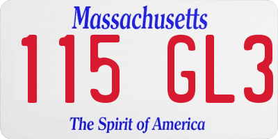 MA license plate 115GL3