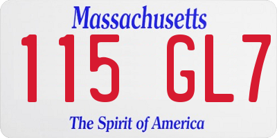 MA license plate 115GL7