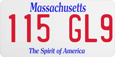 MA license plate 115GL9