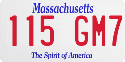 MA license plate 115GM7