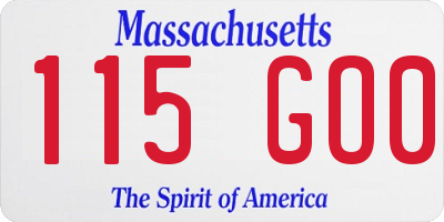 MA license plate 115GO0