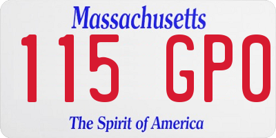 MA license plate 115GP0