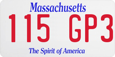MA license plate 115GP3