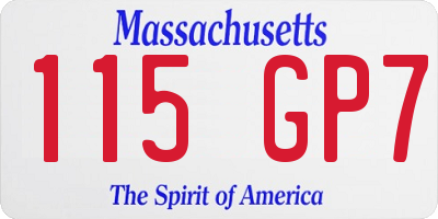 MA license plate 115GP7