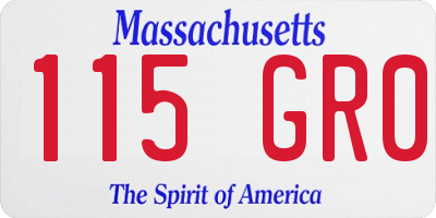 MA license plate 115GR0
