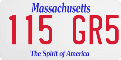 MA license plate 115GR5
