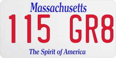 MA license plate 115GR8
