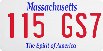 MA license plate 115GS7