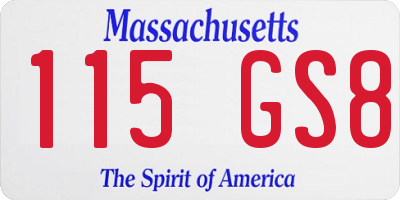 MA license plate 115GS8