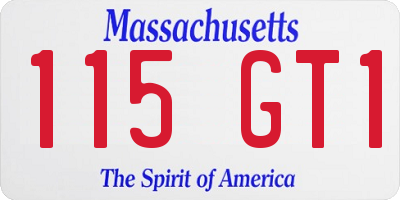 MA license plate 115GT1
