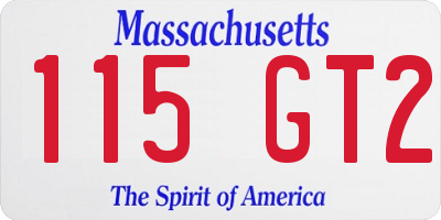MA license plate 115GT2
