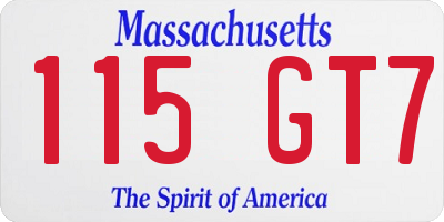 MA license plate 115GT7