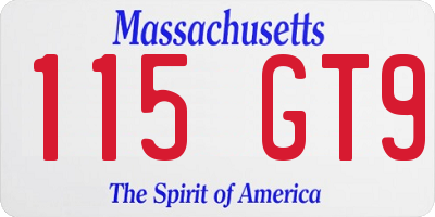 MA license plate 115GT9