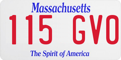 MA license plate 115GV0
