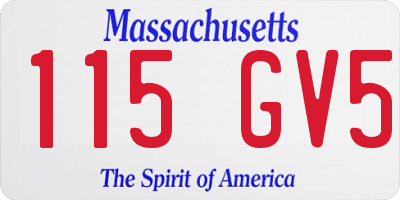 MA license plate 115GV5