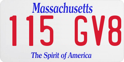 MA license plate 115GV8