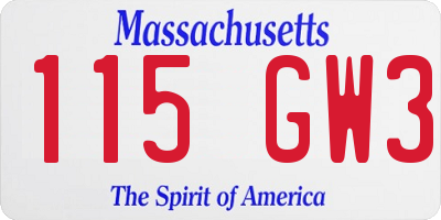 MA license plate 115GW3