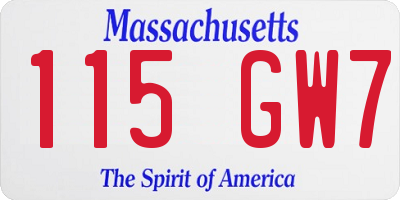 MA license plate 115GW7