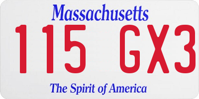 MA license plate 115GX3