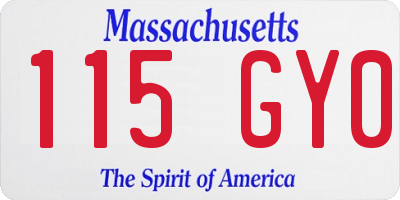MA license plate 115GY0