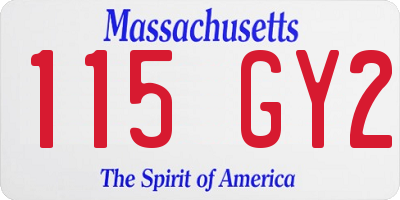 MA license plate 115GY2