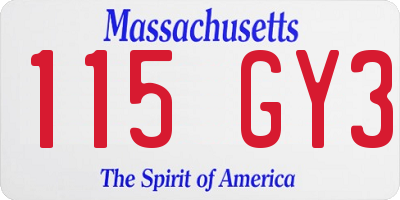 MA license plate 115GY3