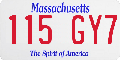 MA license plate 115GY7