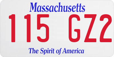 MA license plate 115GZ2