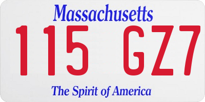 MA license plate 115GZ7