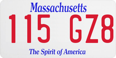 MA license plate 115GZ8