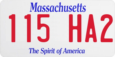 MA license plate 115HA2