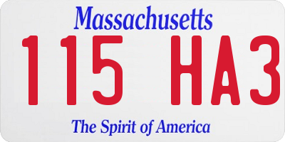 MA license plate 115HA3