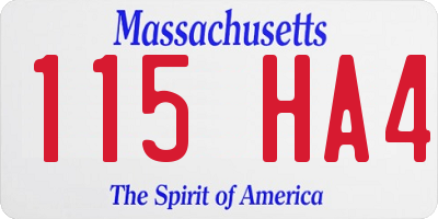 MA license plate 115HA4