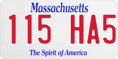 MA license plate 115HA5