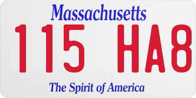 MA license plate 115HA8