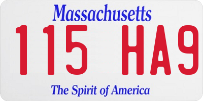MA license plate 115HA9