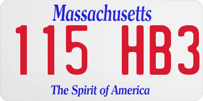 MA license plate 115HB3