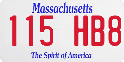 MA license plate 115HB8