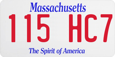 MA license plate 115HC7